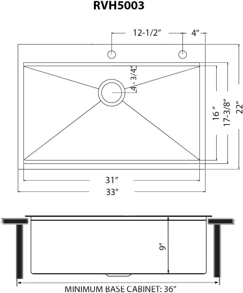 Ruvati 33" Matte Black Stainless Steel Workstation Kitchen Sink