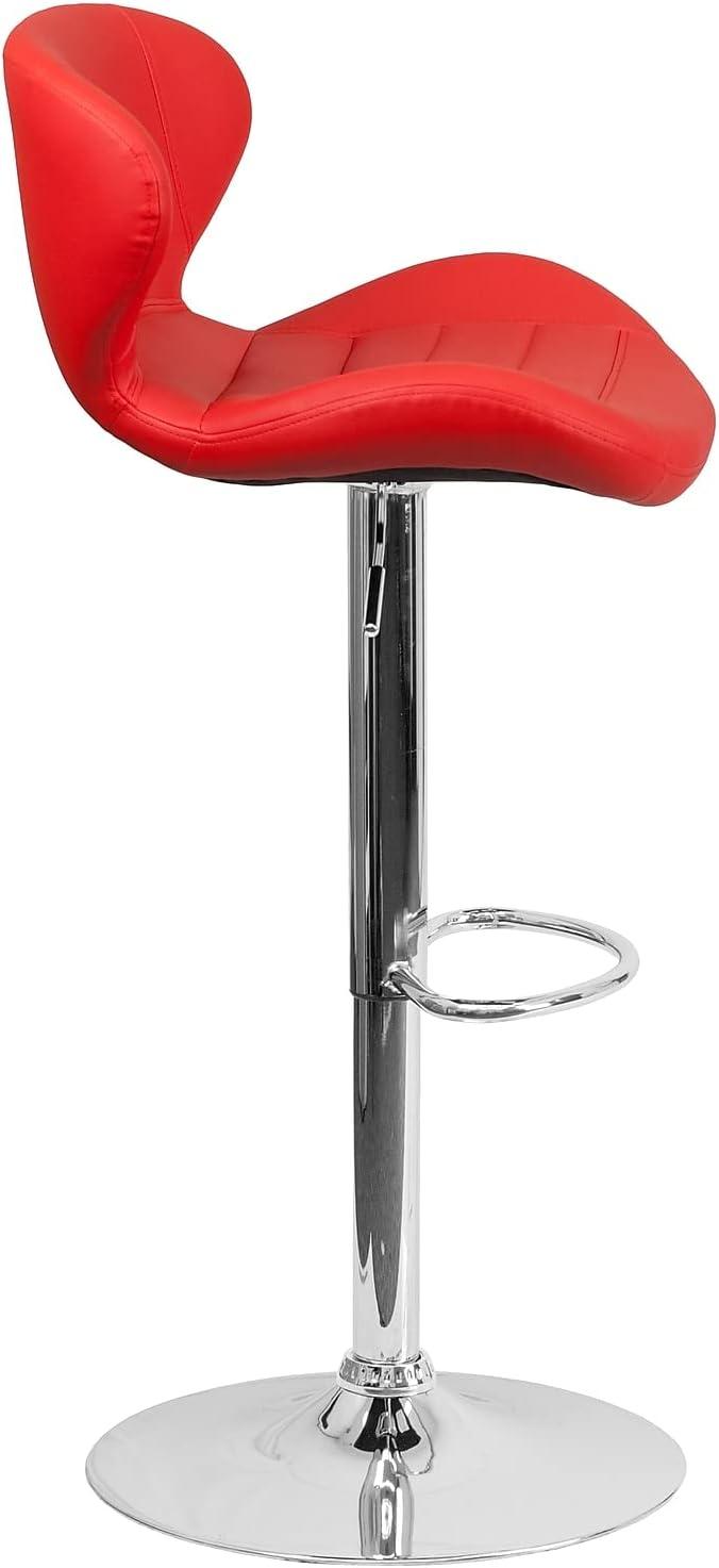 Flash Furniture Contemporary Adjustable Height Barstool with Curved Back and Chrome Base