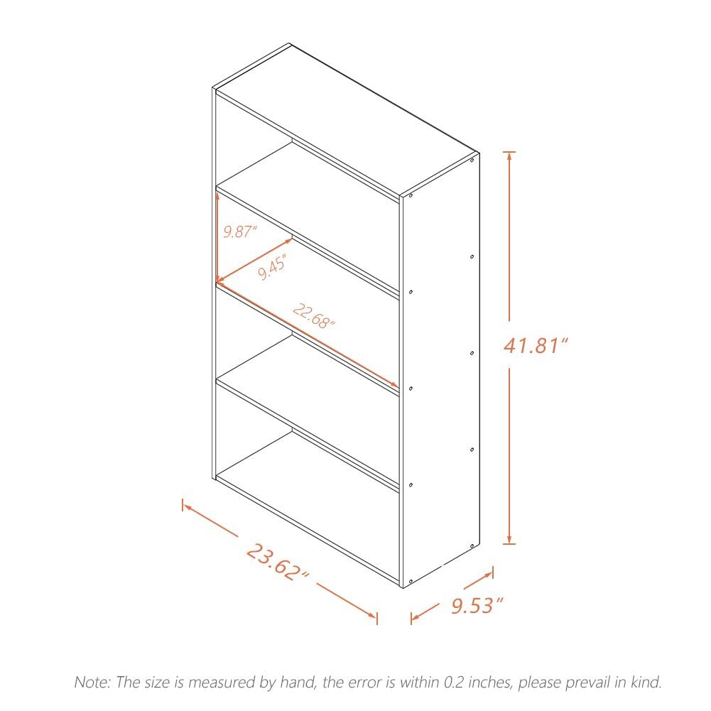 Basic Open Shelf Bookcase - 4-Tier Wooden Cube Storage Shelves Split Bookshelf, White