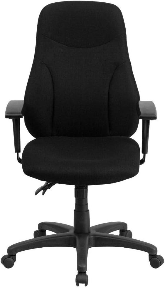 High Back Black Fabric Ergonomic Swivel Task Chair with Adjustable Arms