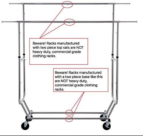 Heavy Duty Chrome Double Rail Rolling Clothing Rack