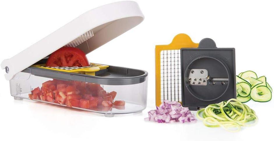 Prepworks Veggie Chopper Dicer and Spiralizer: Manual Food Chopper with Container, 3 Blades, Dishwasher-Safe
