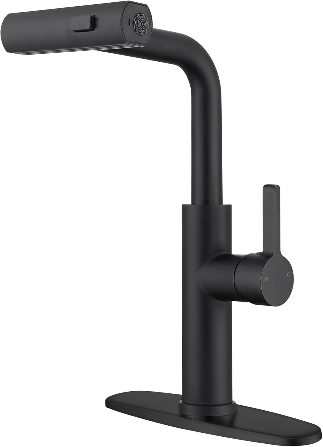 Matte Black Stainless Steel Pull Down Kitchen Faucet with Sprayer