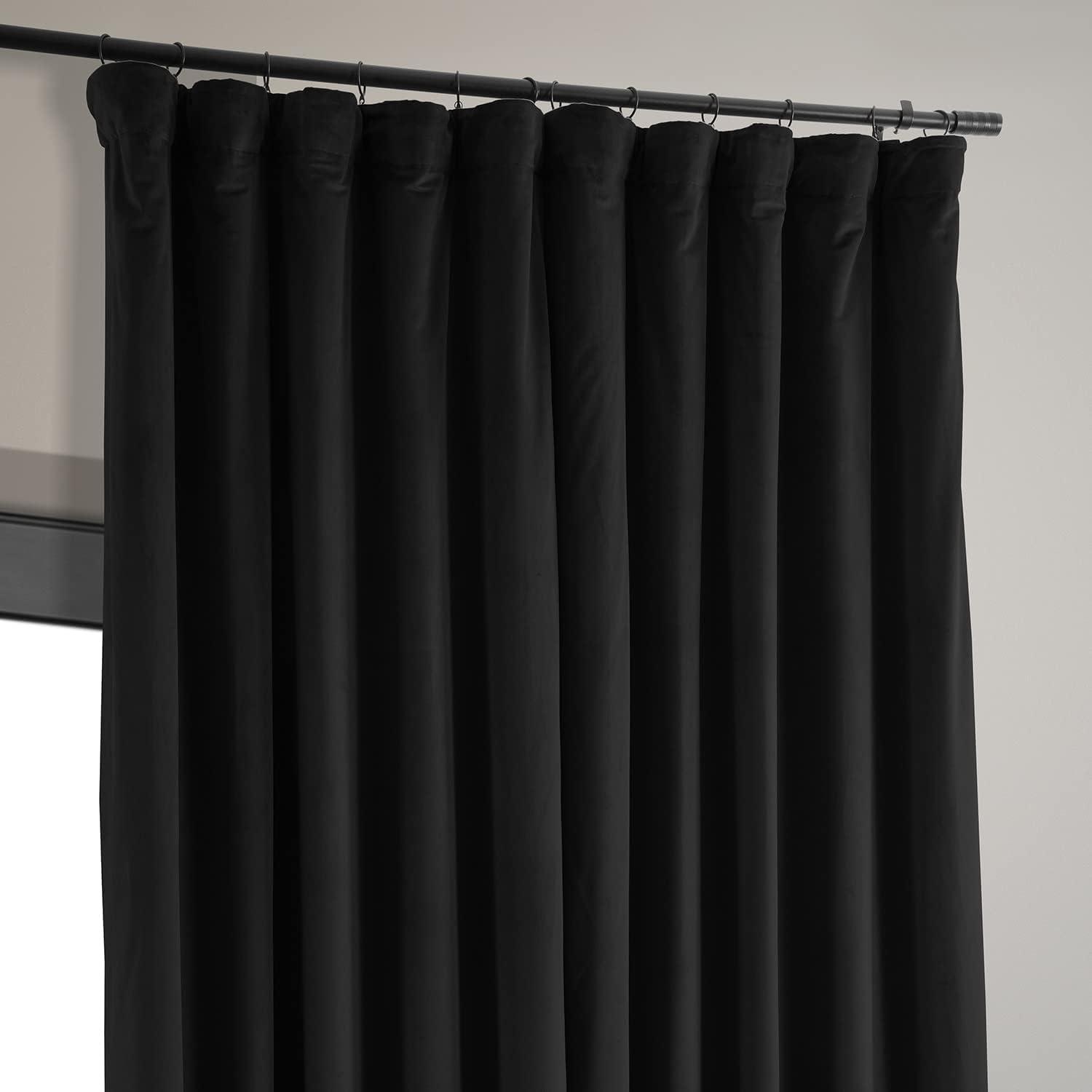 Half Price Drapes Signature Black Extra Wide Velvet Blackout Curtains (1 Panel), 100WX96L