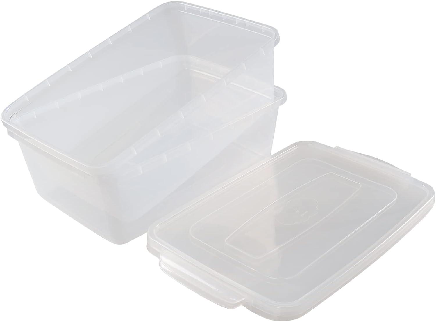 Clear Stackable Plastic Storage Boxes with Lids, 16 Quart, 2-Pack