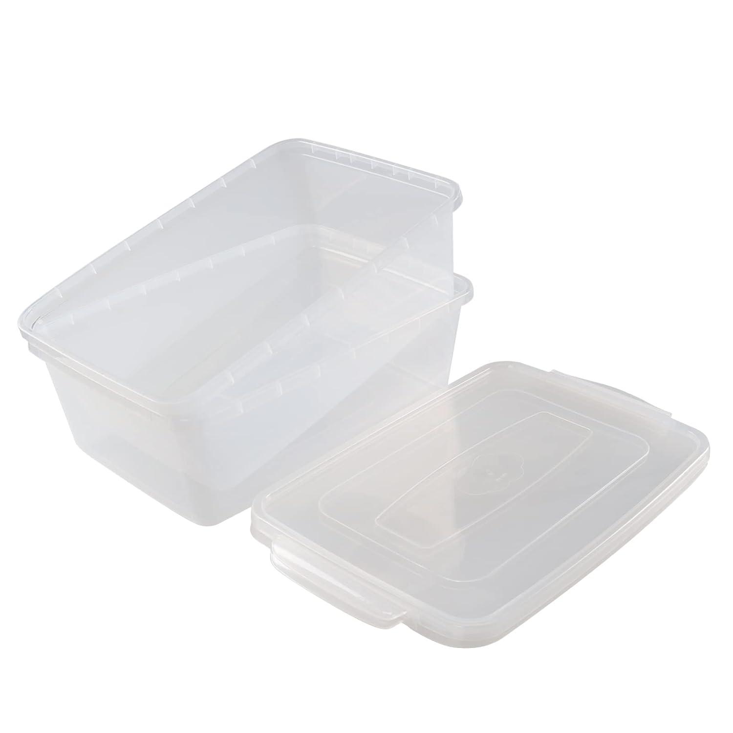 Zopnny 2-Pack Plastic Containers Box with Latching Lid, Stackable Nestable Storage Bins, Clear Pizza Dough Proofing Box, 16 Quart