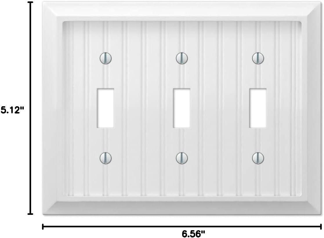 Amerelle 279TTTW Cottage Wallplate, 3 Toggle, Composite Wood, White, 1-Pack