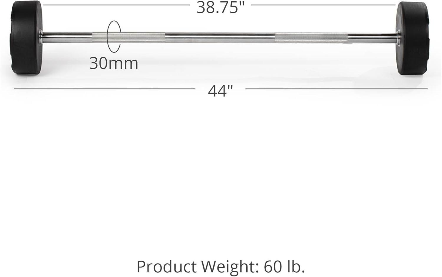 Titan Fitness 60 LB Rubber Straight Fixed Barbell, Pre-Loaded Weight Bar for Strength Training & Weightlifting