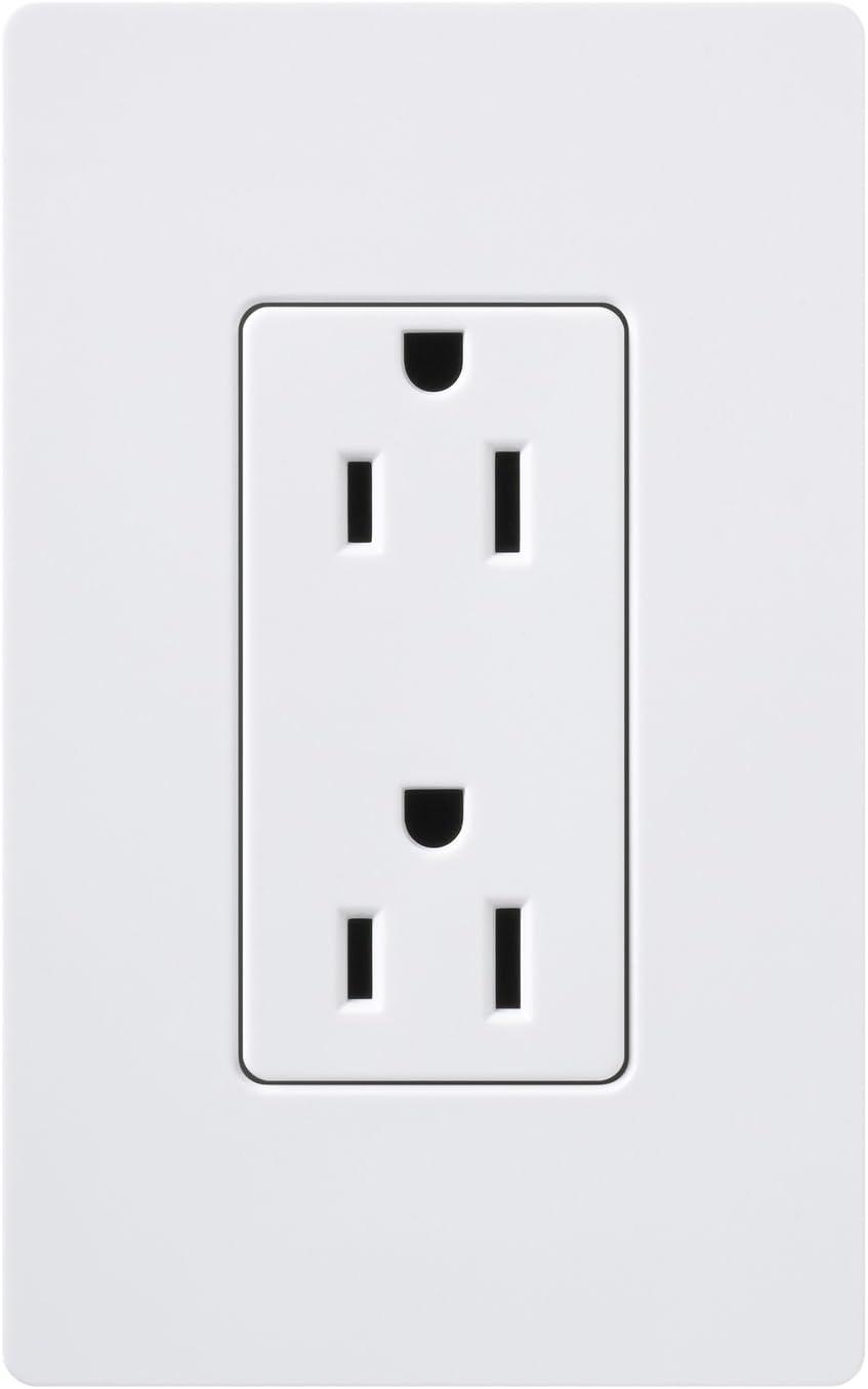 White Tamper-Resistant Duplex Receptacle with Sleek Design