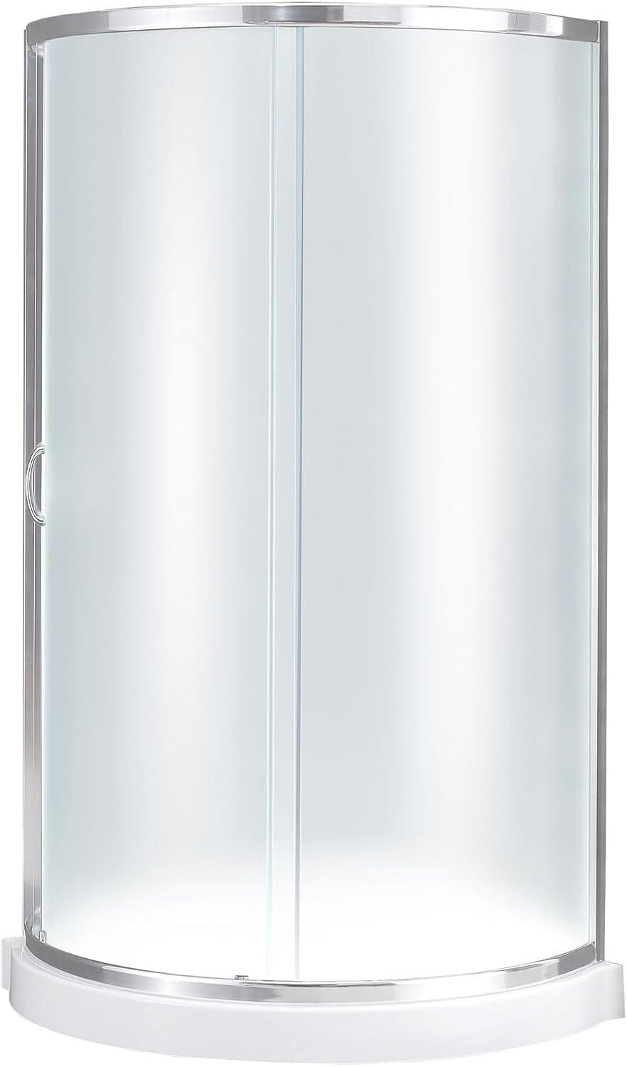 Ove Decors OVE Decors Breeze Premium 33 in. Round Shower Kit w/ Frosted, Base in Chrome Finish BREEZE 32 FROSTED GLASS KIT