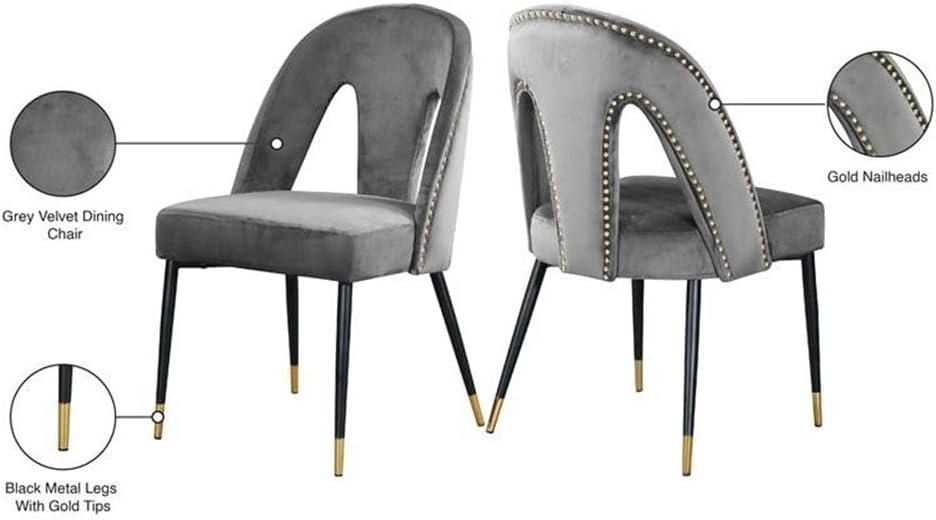 Meridian Furniture Akoya 19.5"H Velvet Dining Chair in Gray (Set of 2)