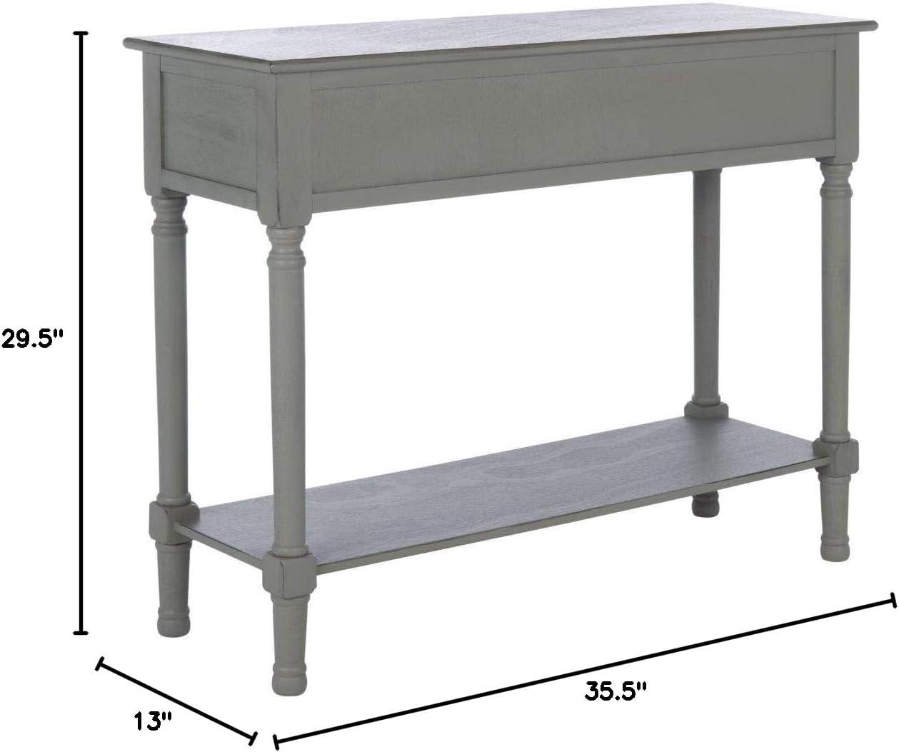 Distressed Gray Wood Console Table with Storage Drawers