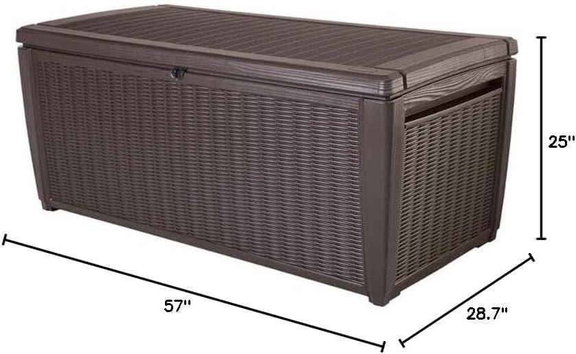 Sumatra Brown Resin Wicker Outdoor Storage Deck Box