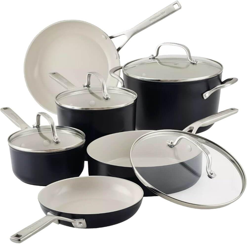 KitchenAid ® Matte Black Hard-Anodized Ceramic Non-Stick 10-Piece Cookware Set