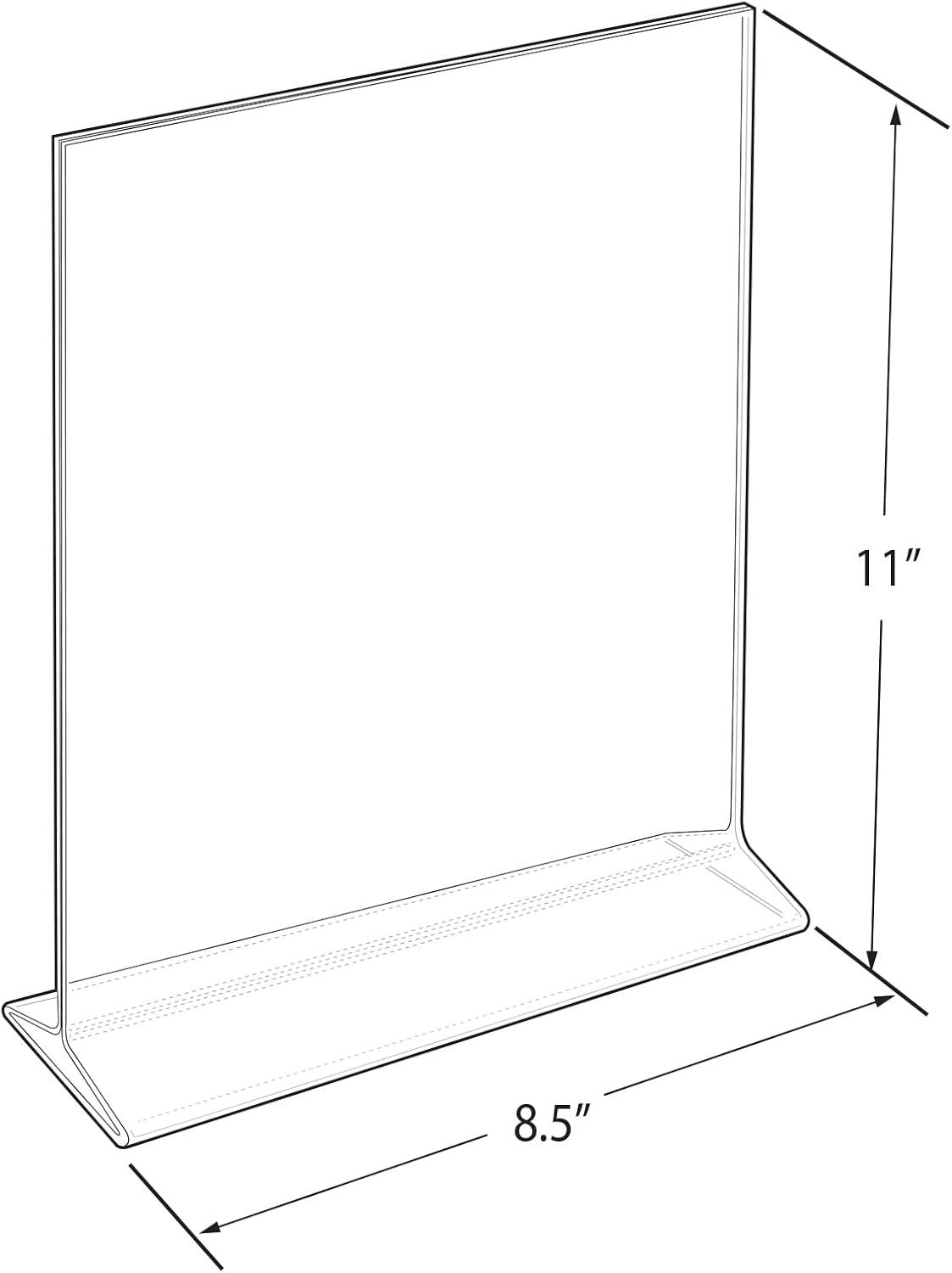 Azar Displays Top Loading Clear Acrylic T-Frame Sign Holder 8.5" Wide x 11'' High-Vertical/Portrait, 10-Pack (Set of 10)