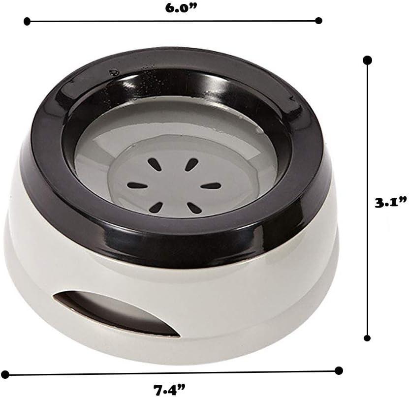 Gray Polypropylene No Spill Dog Water Bowl with Floating Disk