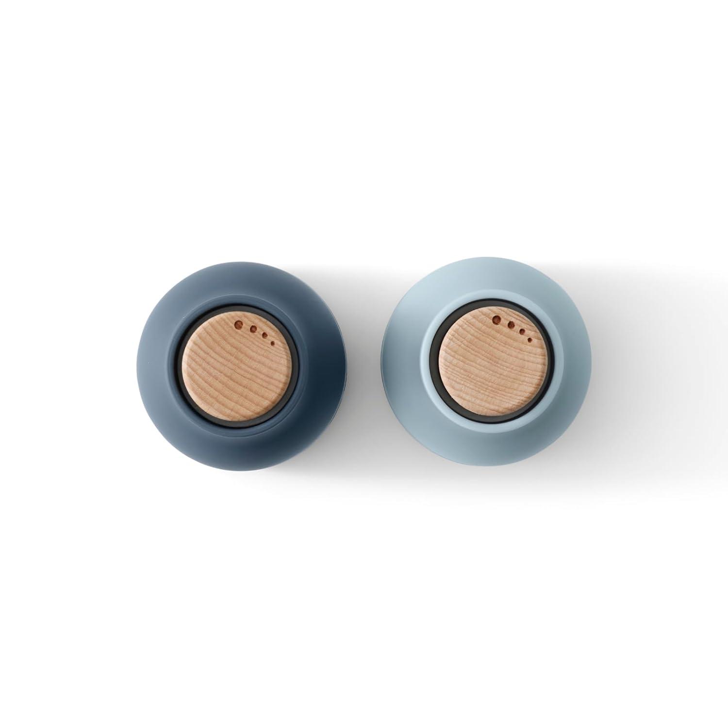 Small Blue and Light Blue Plastic Salt & Pepper Grinder Set