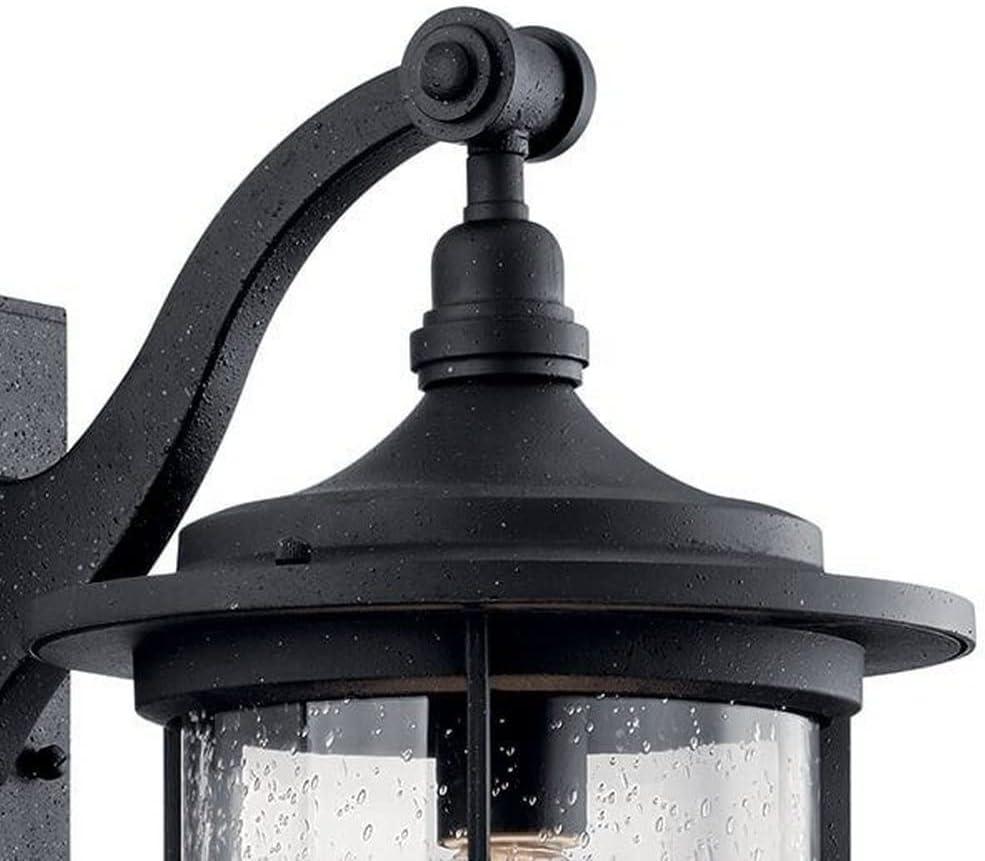 Transitional Nautical 18.25" Black Outdoor Wall Sconce with Clear Seeded Glass