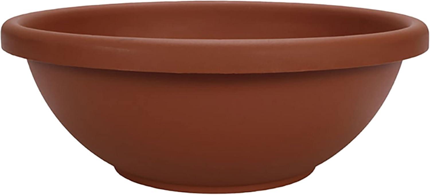 HC Companies 18 Inch Resin Garden Bowl Planter Pot, Terra Cotta Clay (2 Pack)