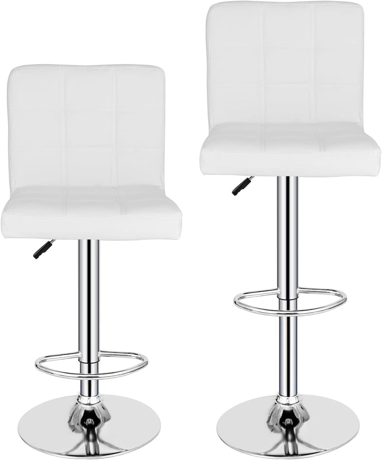 Bar Stools 1 Set Of 2, Counter Height Bar Stools, Square Cushion Bar Stools With Back, Footstool, Cafe, 2 Pieces