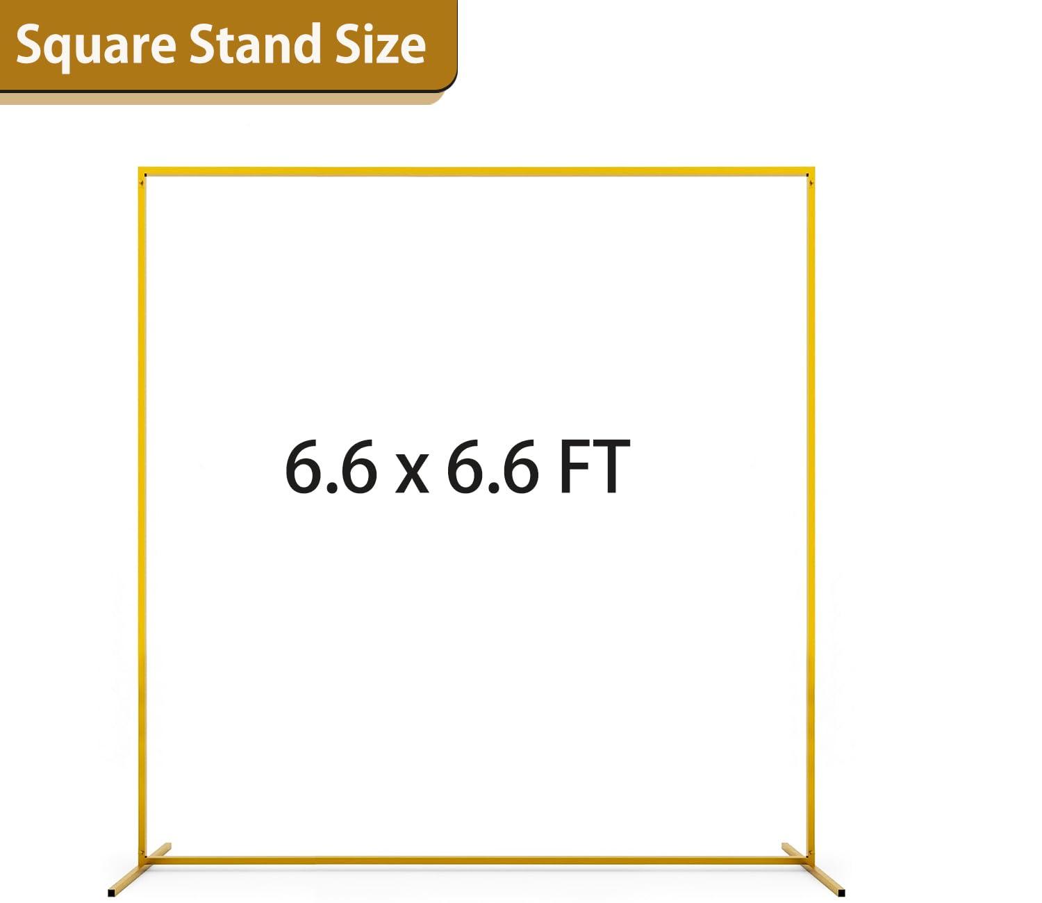 Wedding Arch Backdrop Stand, 6.6x6.6 FT Gold Wedding Arches for Ceremony Square Metal Balloon Arch Stand Garden Arbor Frame for Wedding Birthday Party Baby Shower Photo Booth Background Decoration