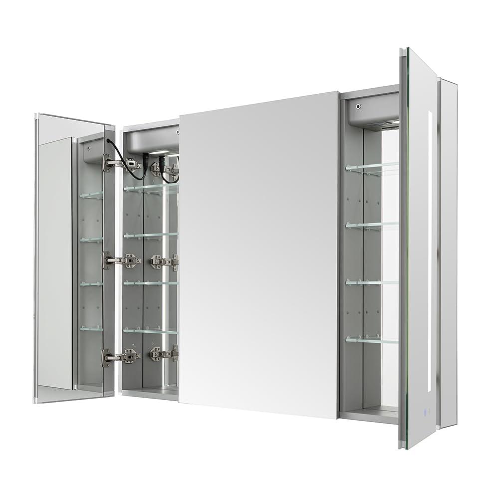 AQUADOM Signature Royale LED Medicine Cabinet, Defogger, LED 3X Makeup Mirror, Electrical Outlets