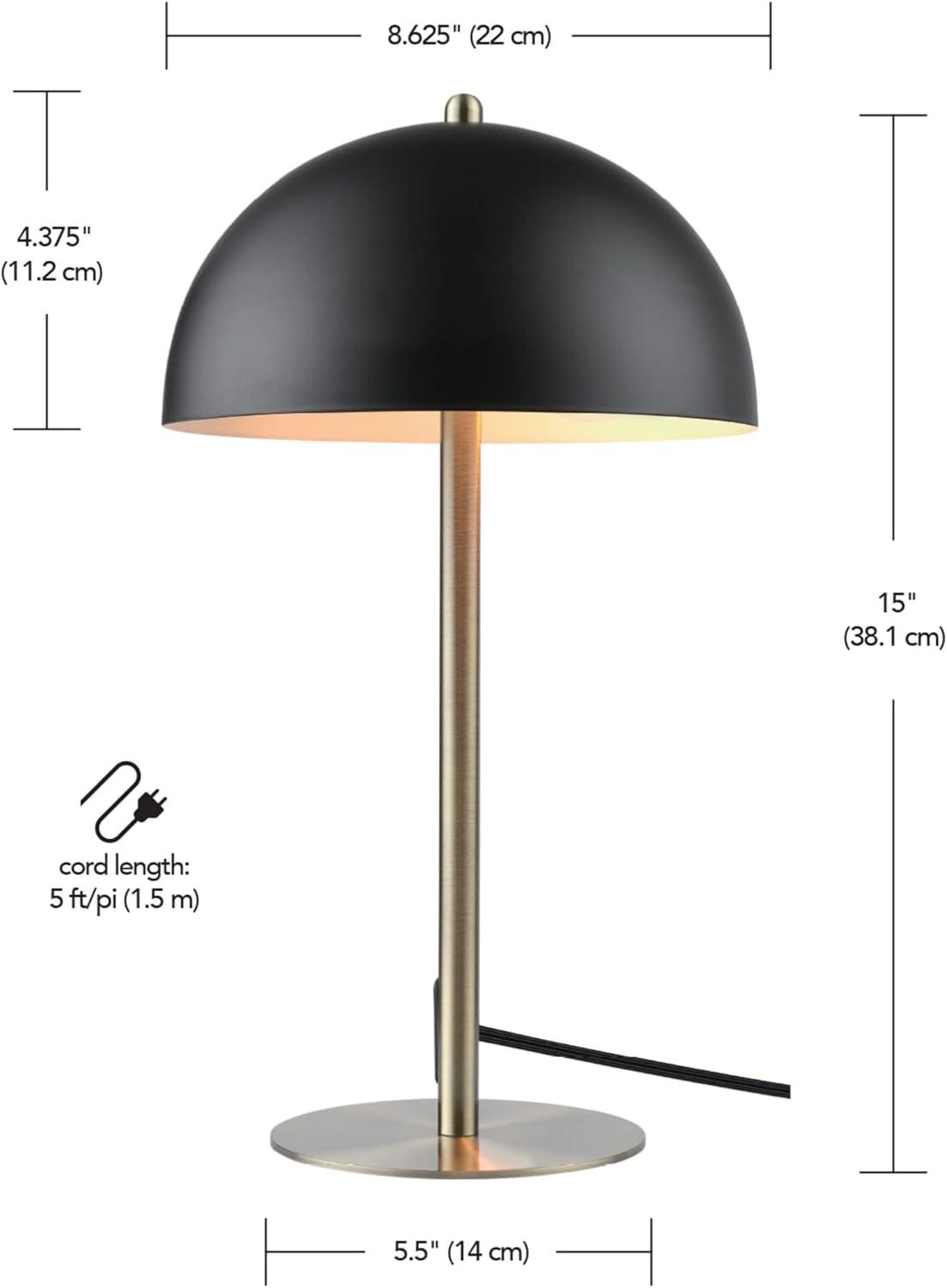 Luna 15" Matte Black Metal Desk Lamp with Mushroom Shade
