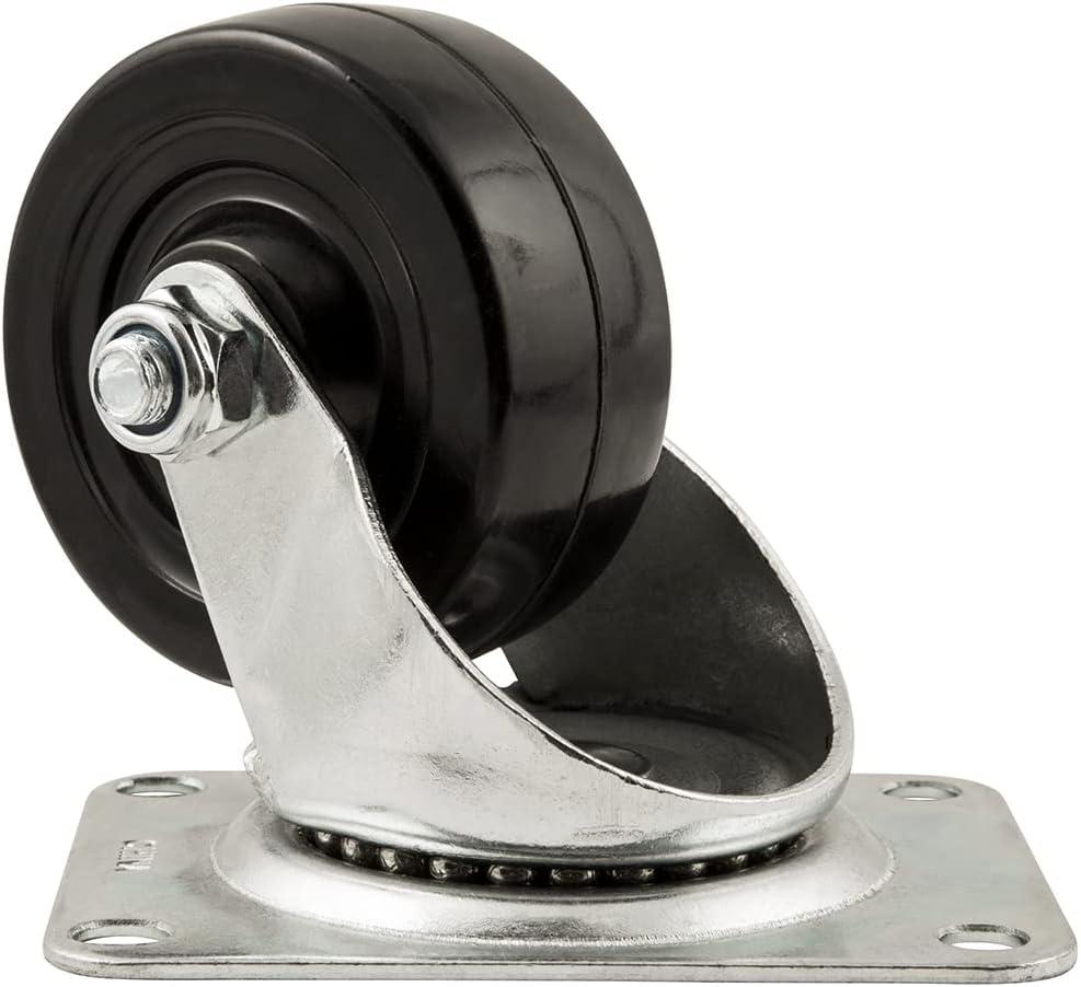 3" Heavy-Duty Black Rubber Swivel Caster Wheel