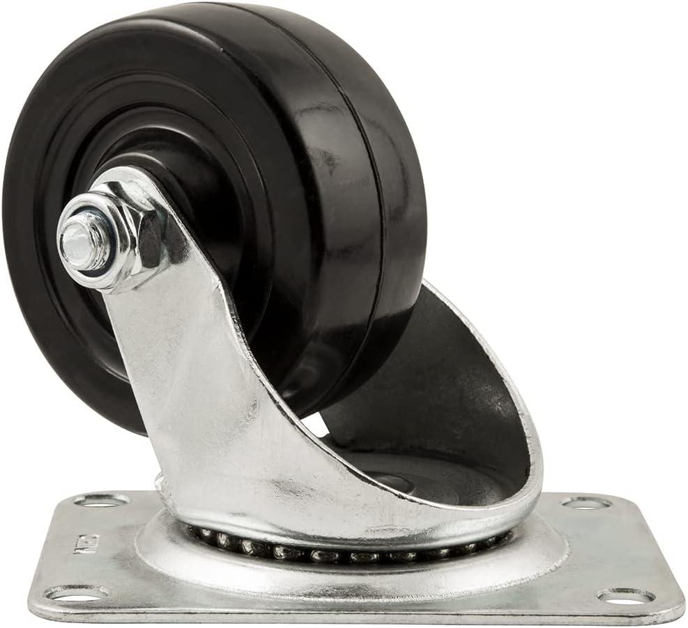 Titan 3" Heavy-Duty Solid Rubber Swivel Plate Caster Wheel, 225-lb. Capacity, Black