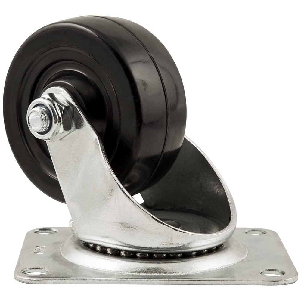 Titan 3" Heavy-Duty Solid Rubber Swivel Plate Caster Wheel, 225-lb. Capacity, Black