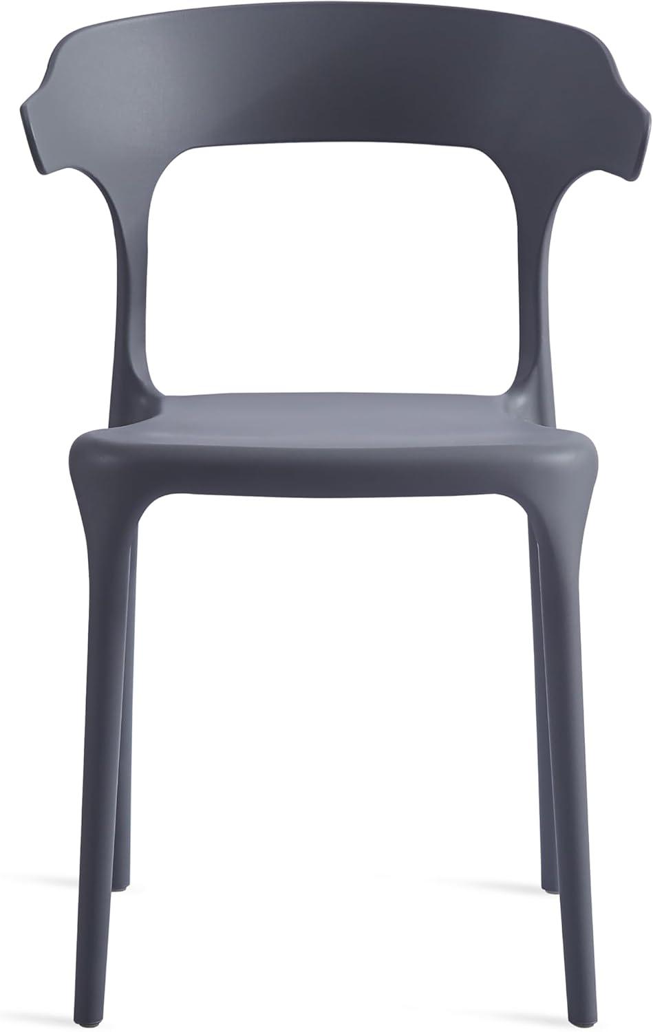 Modern Stackable Dining Chair Set, No Assembly, Plastic Chair, Patio Chair, Suitable for Indoor and Outdoor Cafes and Restaurants, Set of 4 (Pistachio Green)