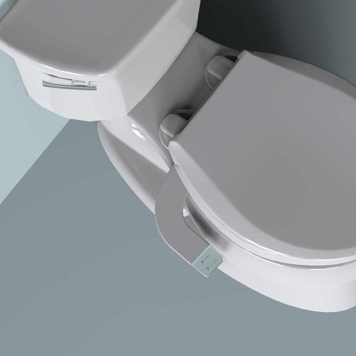 Brondell Bidet - Thinline SimpleSpa SS-150 Fresh Water Spray Non-Electric Bidet Toilet Attachment in White with Self Cleaning Nozzle