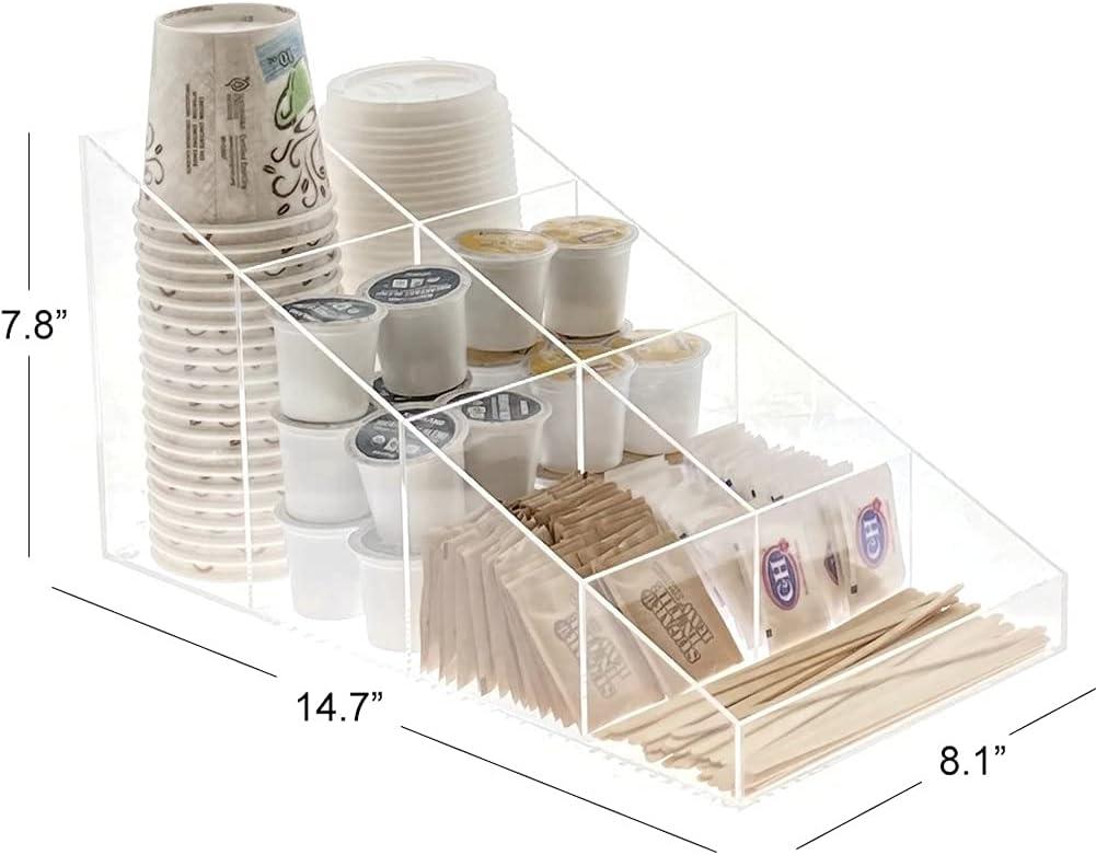 OnDisplay Java Joe Acrylic Breakroom.Kitchen Coffee Station Organizer for Cups/Lids/Sugar/Tea/Stirrers