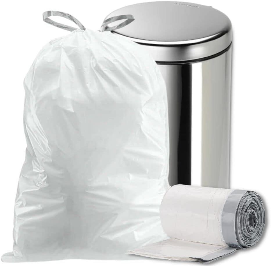 Plasticplace White Trash Bags Compatible with simplehuman Code B , 1.6, 6 Liter (200 Count)