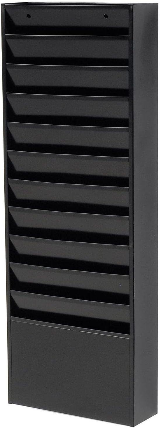 Medical Chart Hanging Wall File Holder, 11 Pockets, Black