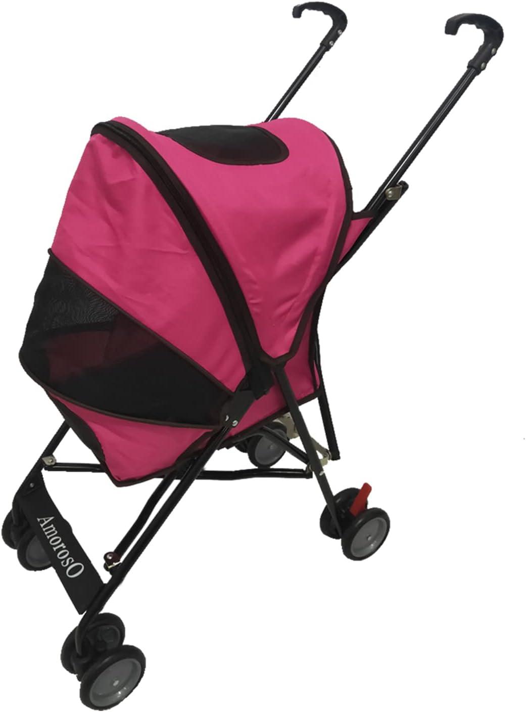 Amoroso Umbrella Pet Stroller Pink for Female and Male Cats and Dogs