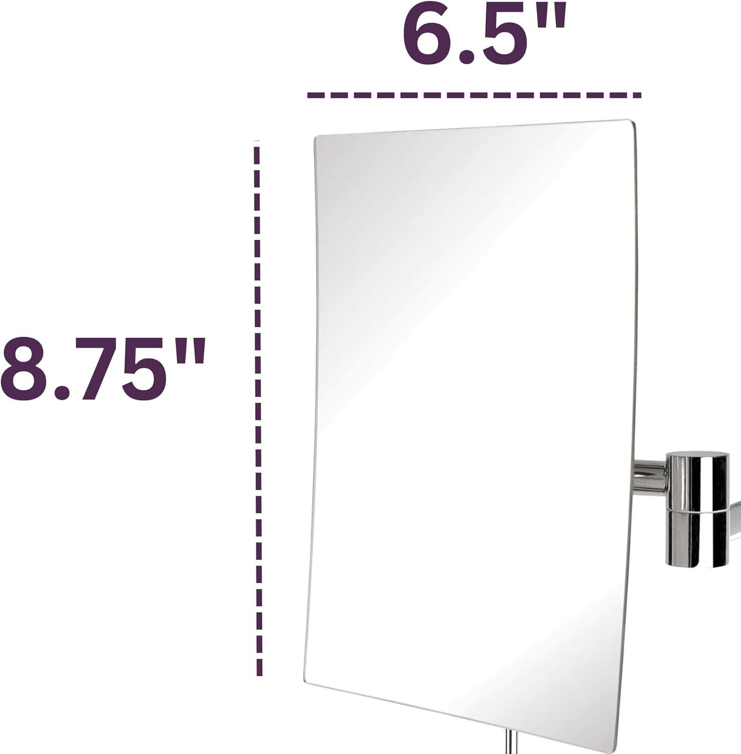 Wrought Studio™ Wall Mount Makeup Mirror with 5X Magnification - 8.75” x 6.5” Rectangular Mirror Extends 14”