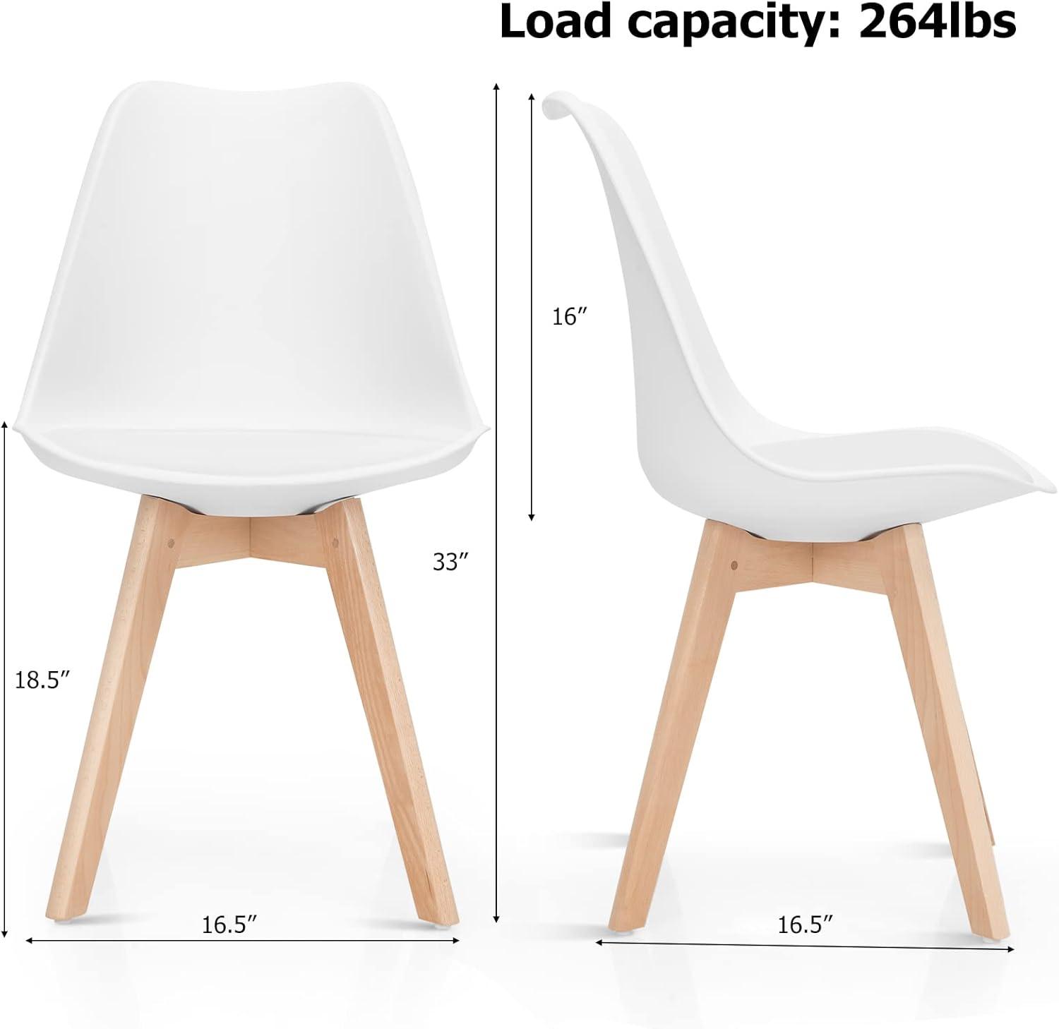 Gymax Set of 4 Mid Century Dining Chairs Modern DSW Armless Side Chair Wood Legs White