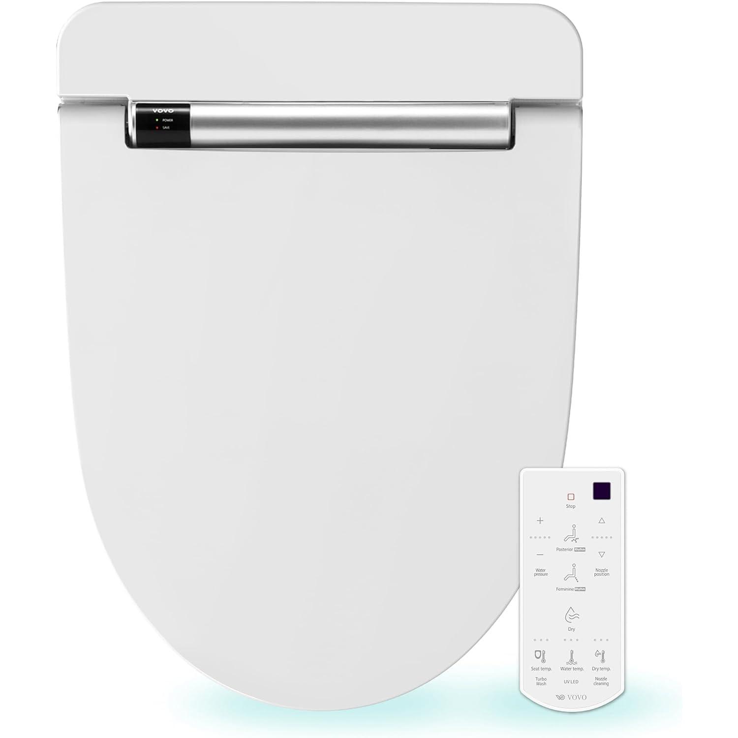 Stylement Electric Bidet Seat, Elongated Toilet in White, Remote, Deodorizer, Stainless Nozzle, UV LED, Made in Korea