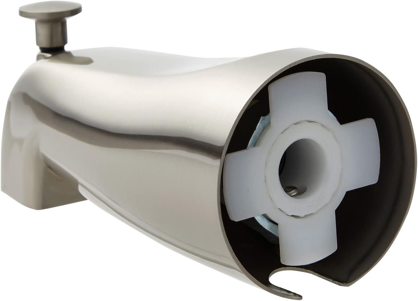 Built Industrial Brushed Nickel Bathtub Spout with Diverter, Tub Faucet with Slip-Fit Connection, 2.5 x 5 In