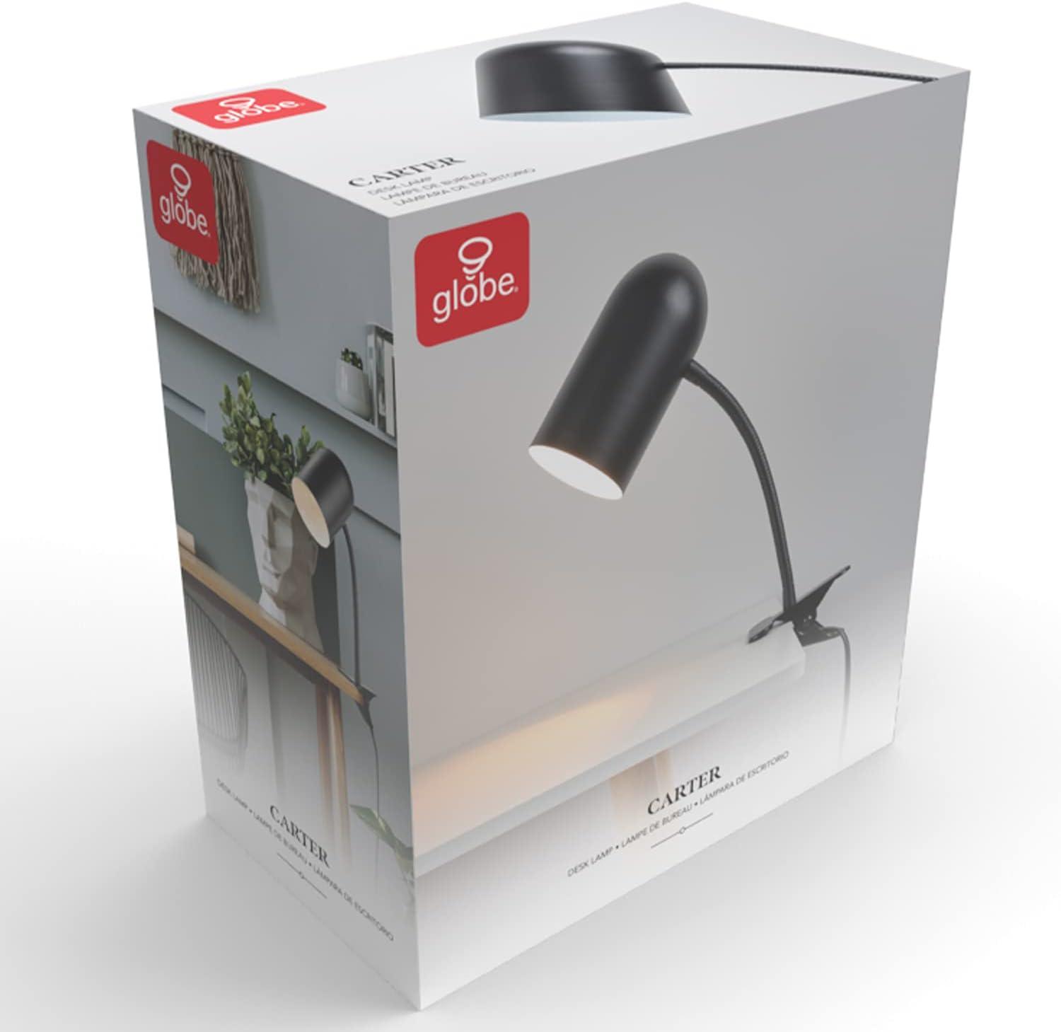 Globe Electric Carter 15" Matte Black Clip-Arm Desk Lamp with Adjustable Gooseneck Arm, 52301