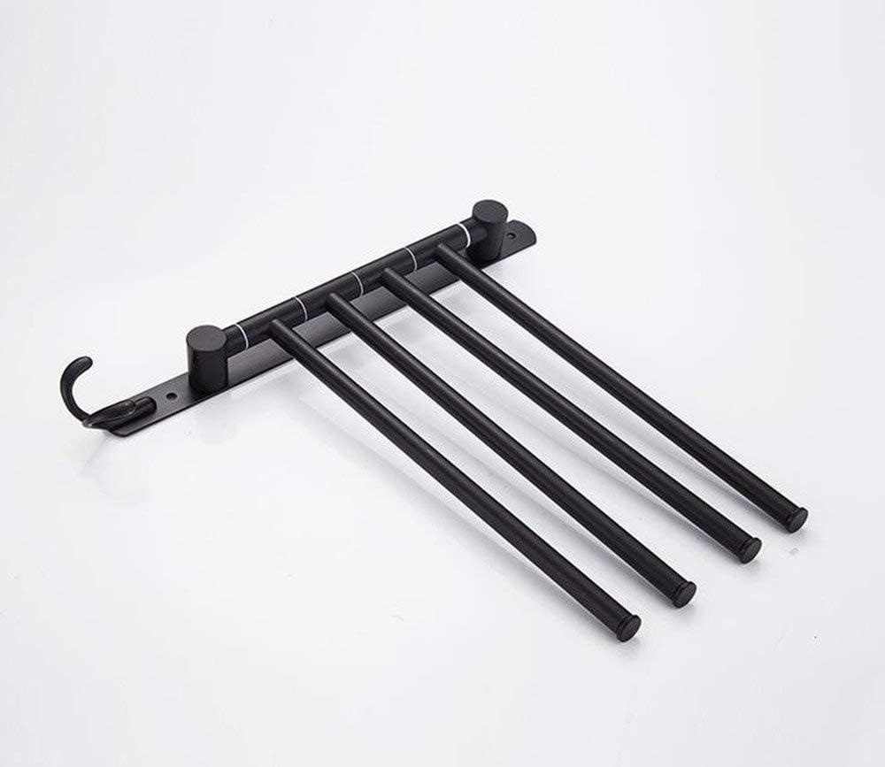 Oil Rubbed Bronze Towel Bars for Bathroom Wall Mounted Swivel Towel Rack Holder with Hooks 4-Arm