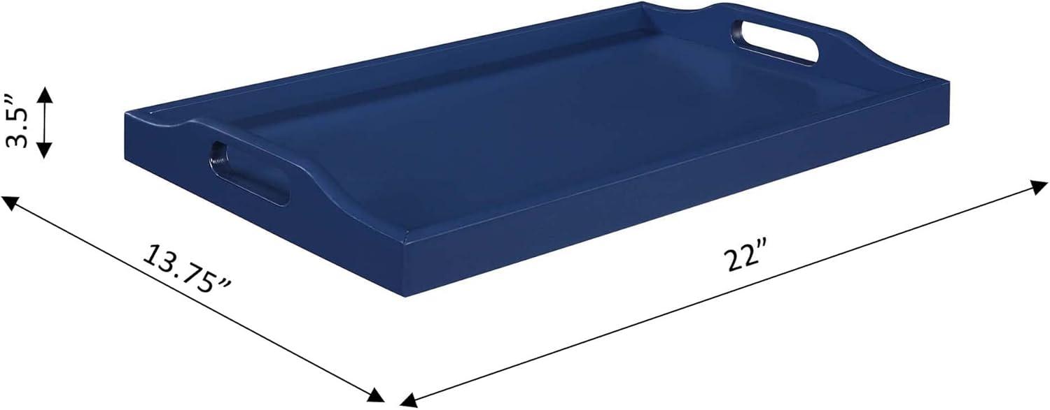 Cobalt Blue Rubberwood Serving Tray with Cut-Out Handles