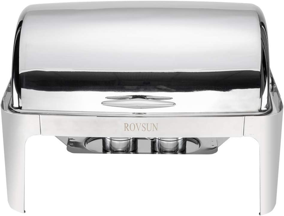 ROVSUN Roll Top Silver Stainless Steel Chafing Dish Buffet Set