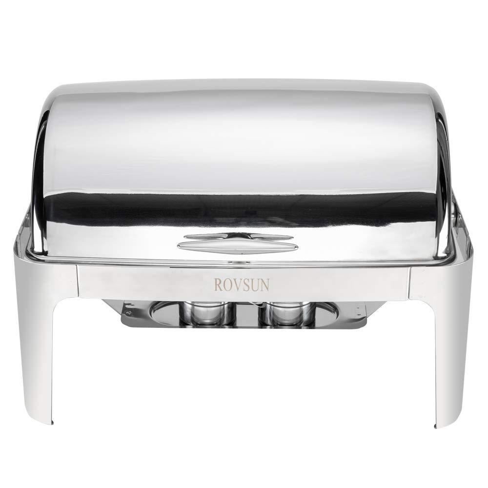 ROVSUN Roll Top Silver Stainless Steel Chafing Dish Buffet Set