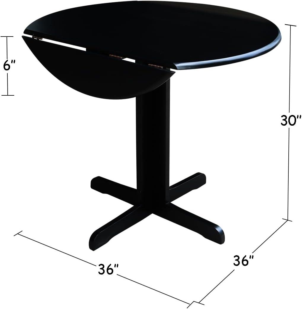 Scandinavian 38" Round Wood Extendable Dining Table in Black