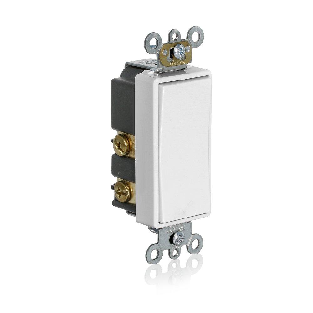 Leviton 56080-2W 3A, 24V AC/DC Low Voltage Momentary Contact Single Pole Single Throw Decora Plus Switch, Center Off, Commercial Spec Grade - WHITE