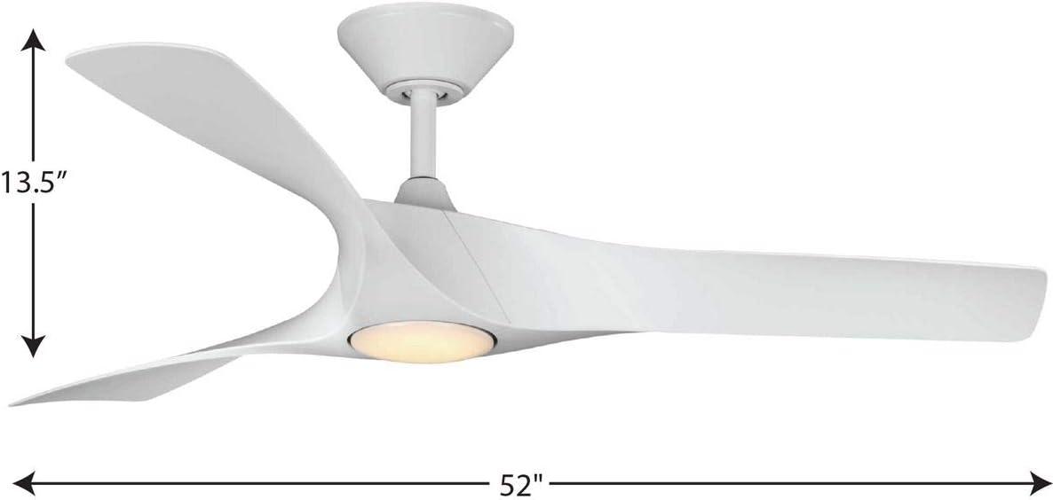 Ryne Collection 52" 3-Blade Matte White LED Transitional Indoor/Outdoor DC Ceiling Fan