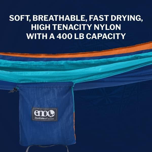 ENO, Eagles Nest Outfitters DoubleNest Print Lightweight Camping Hammock, 1 to 2 Person, Retro/Emerald
