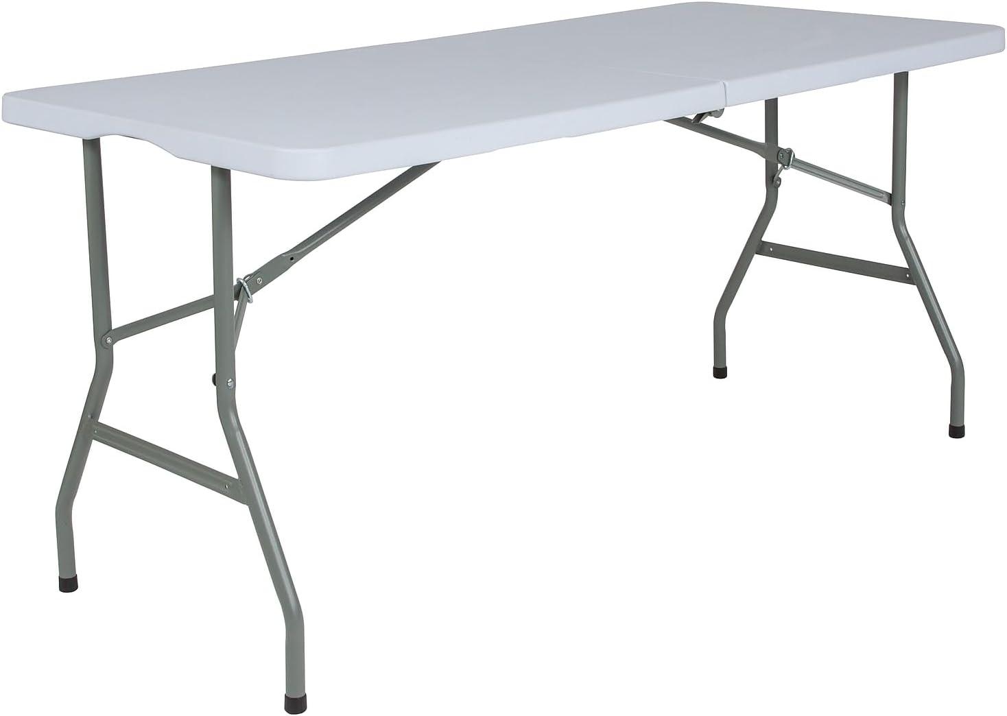 Flash Furniture Parker 4.97-Foot Bi-Fold Plastic Folding Table with Handle - Event Table